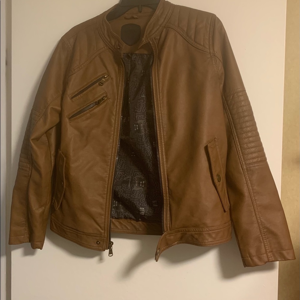 Faux leather jacket brown boys 14-16